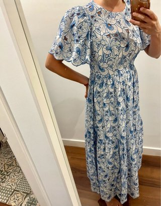 Vestido Pedro del Hierro azul blanco con etiqueta