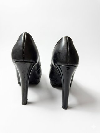 black platform heels vintage real leather