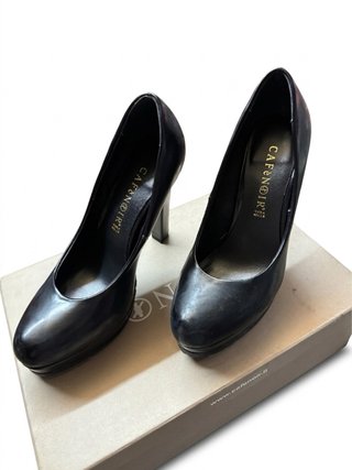 black platform heels vintage real leather