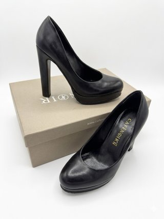black platform heels vintage real leather