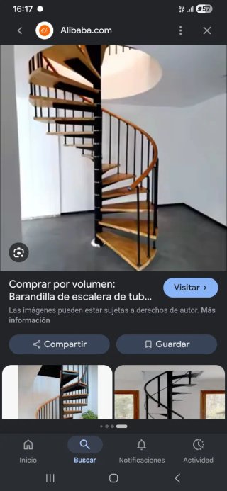 Escalera caracol madera y metal