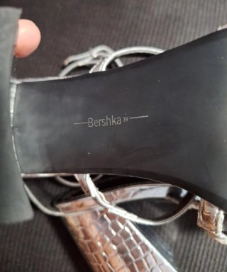 Sandalias Bershka Plateadas Tacon Talla 39