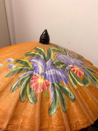 Paraguas Tailandés Bambú-Papel Flores pintado mano