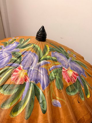 Paraguas Tailandés Bambú-Papel Flores pintado mano