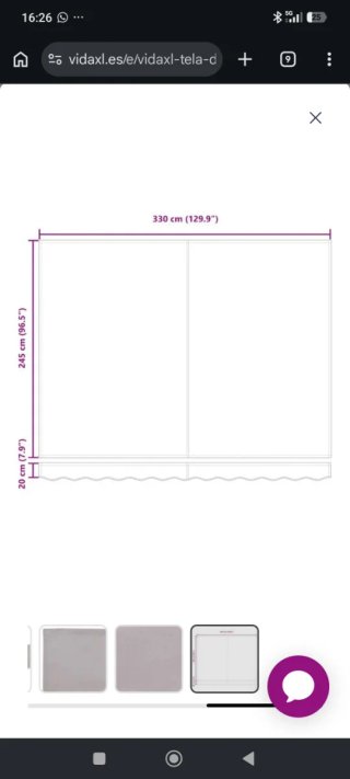 Tela de Repuesto Toldo Gris Claro 3,5x2,5m