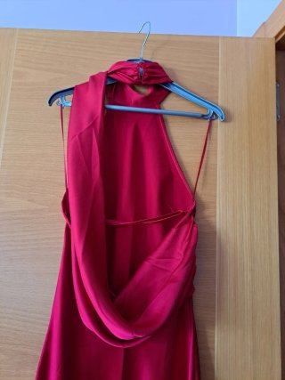 Vestido Largo Satén Zara Rojo
