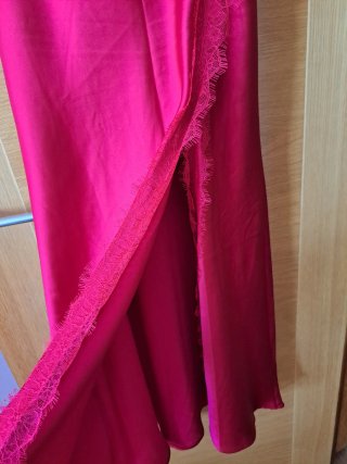 Vestido Largo Satén Zara Rojo