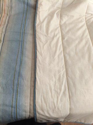 Edredón rayas multicolor, ajustado cama de 90