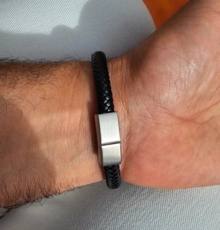 Pulsera Piel Trenzada Cierre Acero Hombre