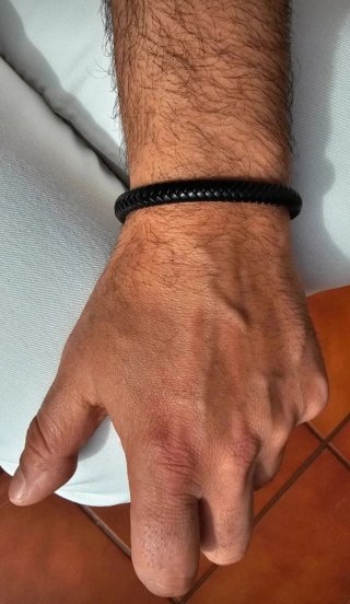 Pulsera Piel Trenzada Cierre Acero Hombre