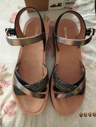 Sandalias Senda Talla 39 Negro/Plata