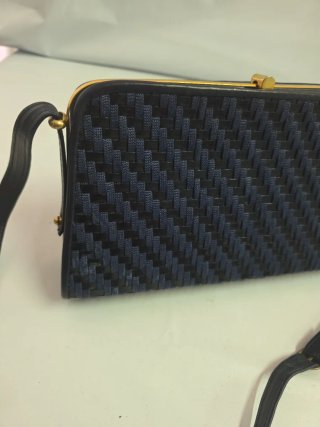 Borsetta vintage midollino blu anni 70
