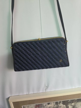 Borsetta vintage midollino blu anni 70