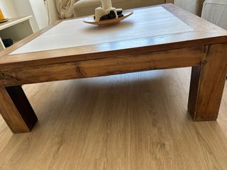 Mesa de centro de madera y bambú