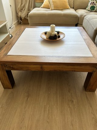 Mesa de centro de madera y bambú