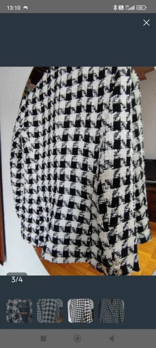 Chaqueta Zara Tweed Blanco y Negro Talla M