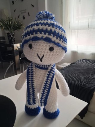 Peluche gato blanco y azul