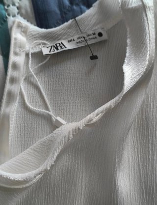 Vestido Largo Zara Blanco Roto  Talla L Nuevo