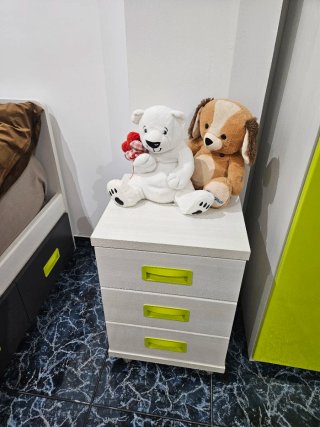 Armario, cama 90cm, escritorio. Estantería, mesita