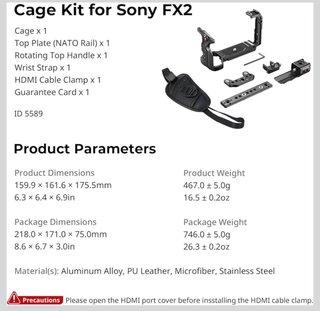 SmallRig 5589 Cage Kit Sony FX2 HawkLock NATO Arca