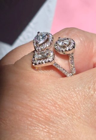 Anillo S925 Cristal Estilo Swarovski Ajustable