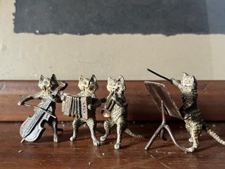 Lote Figuras Gatos Músicos Bronce Viena