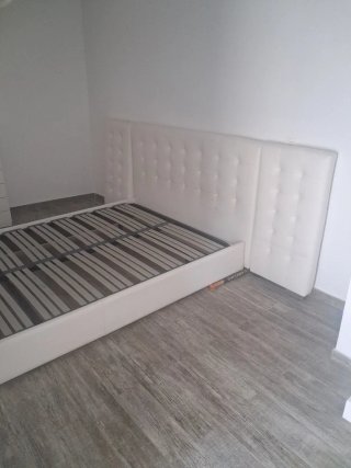 Cama Matrimonio 150cm Piel Sintética Blanca