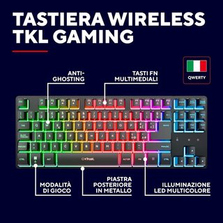 GXTrust 1831 Tastiera Gaming Wireless QWERTY
