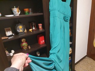Vestido largo fiesta verde azulado