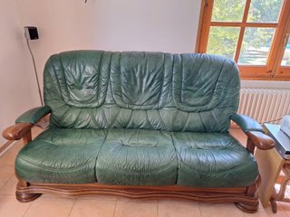 3 Sillones de Piel y Madera