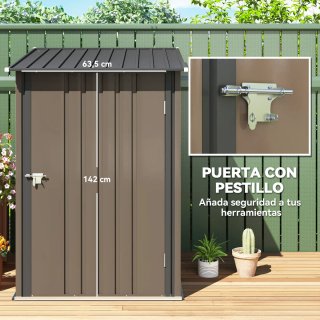 Caseta Jardín Metálica 0,92m² Gris/Blanca