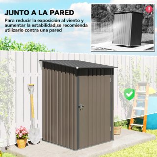 Caseta Jardín Metálica 0,92m² Gris/Blanca