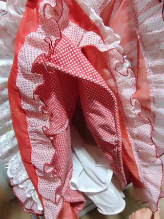 Traje Sevillana Niña Rojo y Blanco