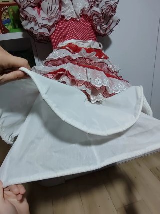 Traje Sevillana Niña Rojo y Blanco