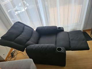 Sillón reclinable masaje tela negro