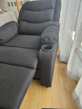 Sillón reclinable masaje tela negro