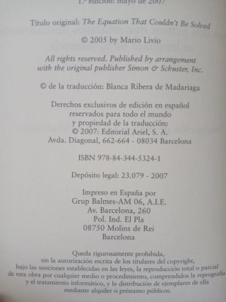 "La ecuación jamás resuelta"Mario Livio=8€+regalo