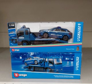 Set Carroattrezzi + Auto Polizia Burago 1:43