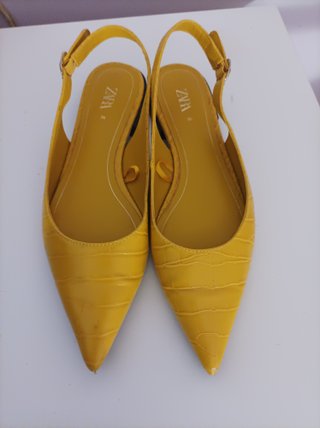 Zapatos Zara Mujer Slingback Cocodrilo Amarillo