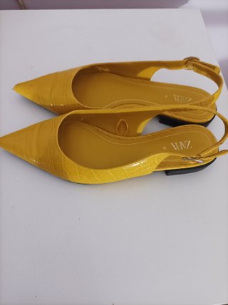 Zapatos Zara Mujer Slingback Cocodrilo Amarillo