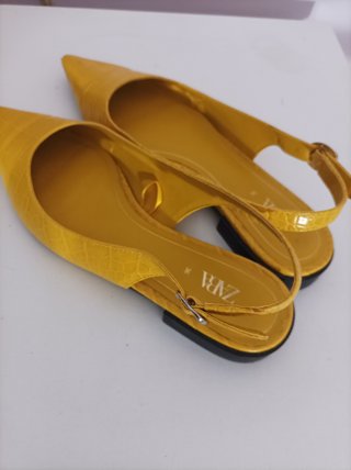 Zapatos Zara Mujer Slingback Cocodrilo Amarillo