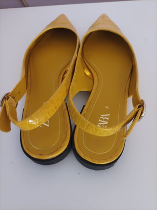 Zapatos Zara Mujer Slingback Cocodrilo Amarillo