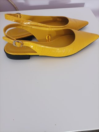 Zapatos Zara Mujer Slingback Cocodrilo Amarillo