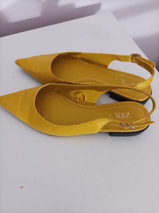 Zapatos Zara Mujer Slingback Cocodrilo Amarillo