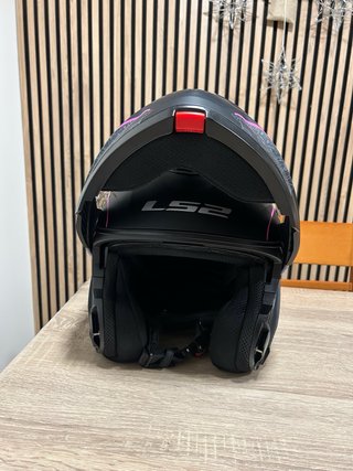 Casco Moto Modular Negro y Rosa Talla XS