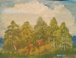 Cuadro paisaje 5 árboles