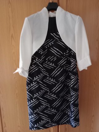 Vestido fiesta negro y blanco con torera