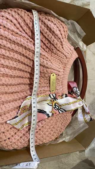 Capazo rosa crochet hecho a mano