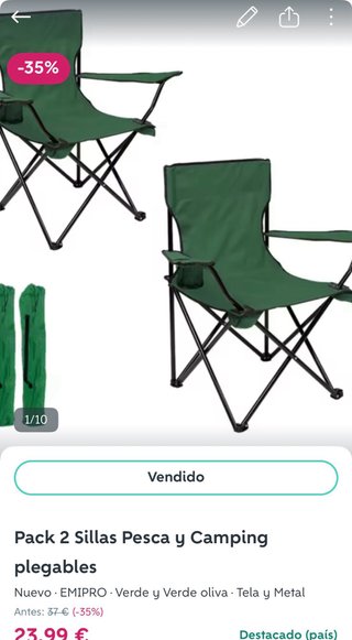 Pack 3 Sillas Camping Plegables