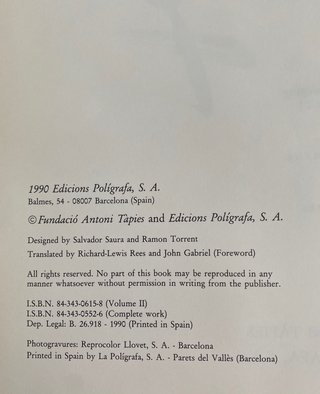 Tàpies The Complete Works vol. 2 1961-1968
